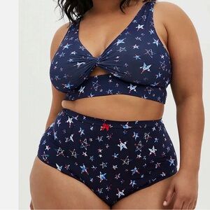 Stylish Navy Star Print Swim Bra